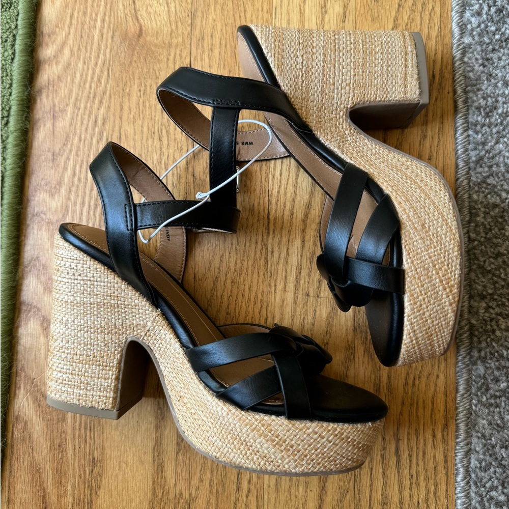 Black summer wedges/sandals (new)